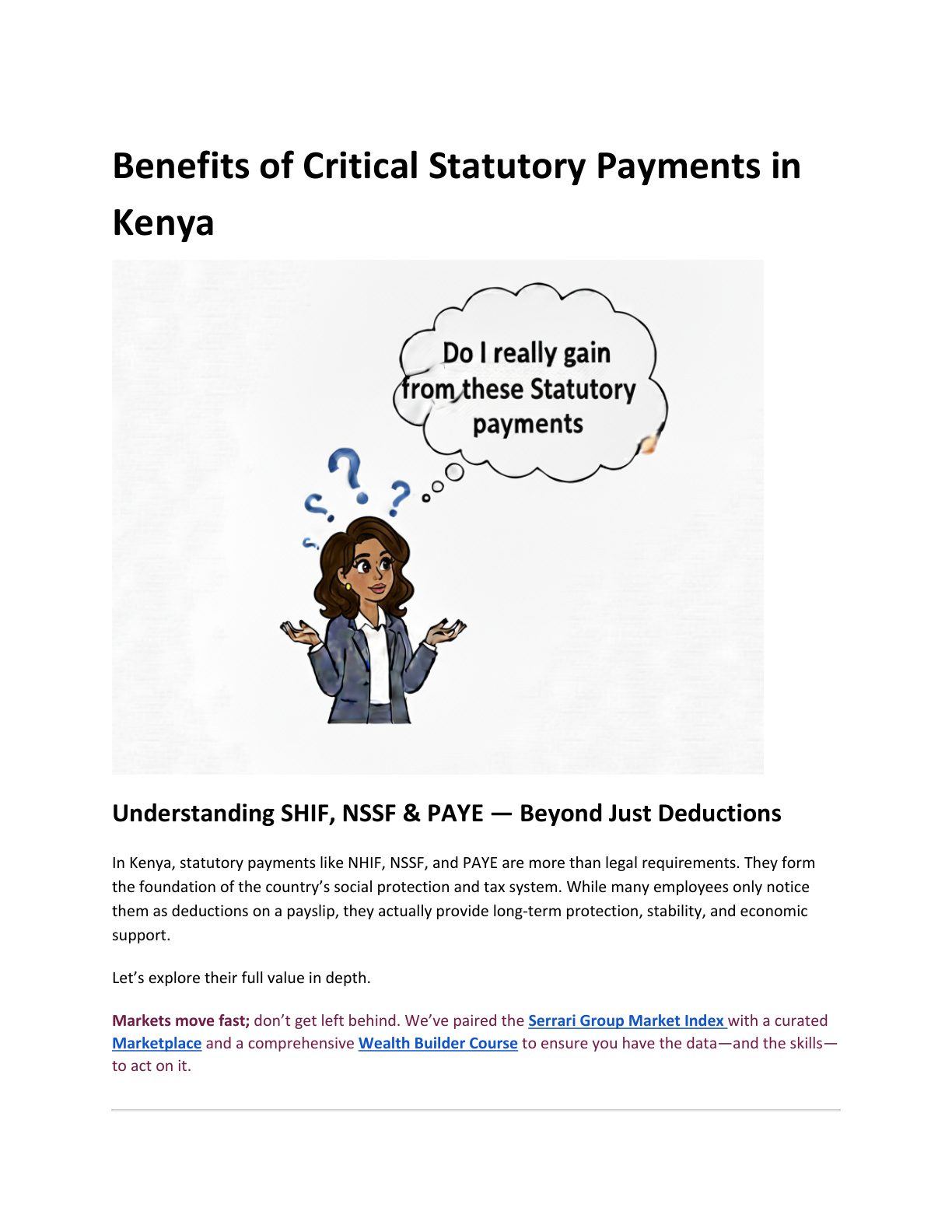 Benefits of Critical Statutory Payments in Kenya