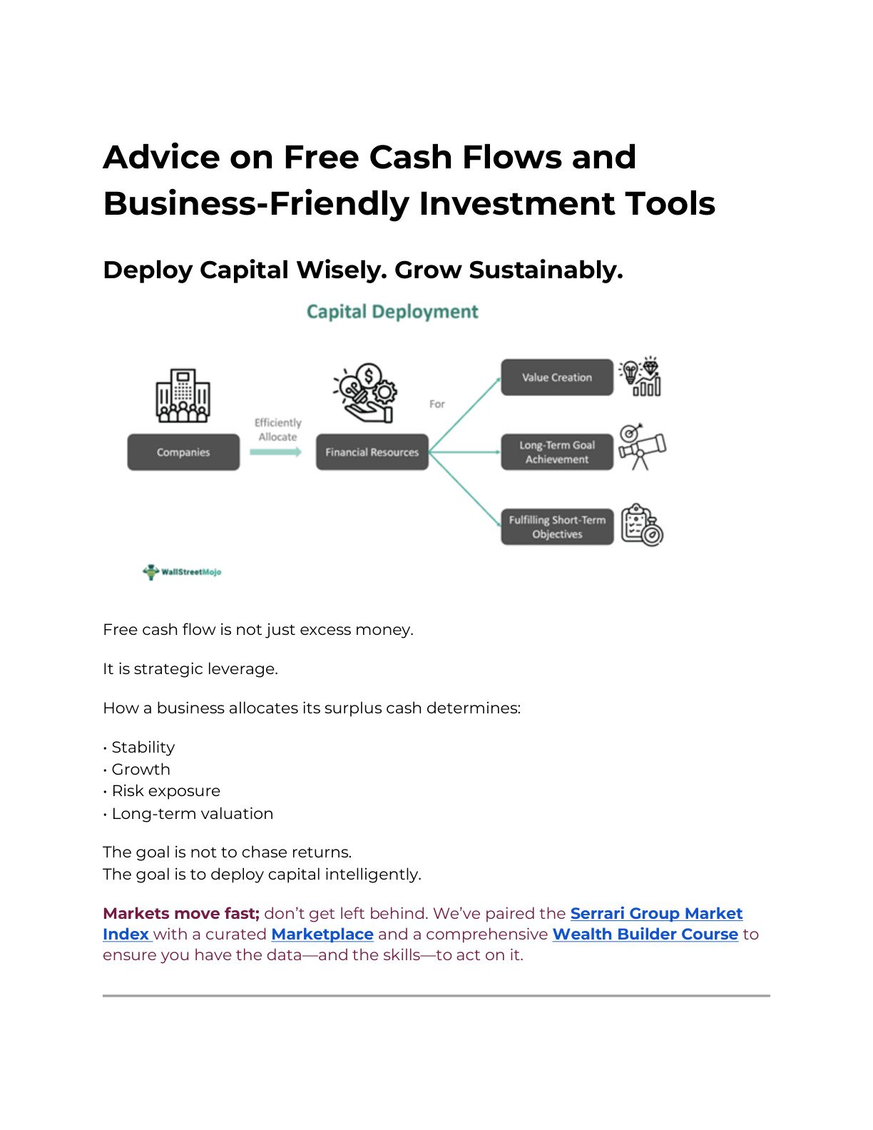 Advice on Free Cash Flows and Business-Friendly Investment Tools cover