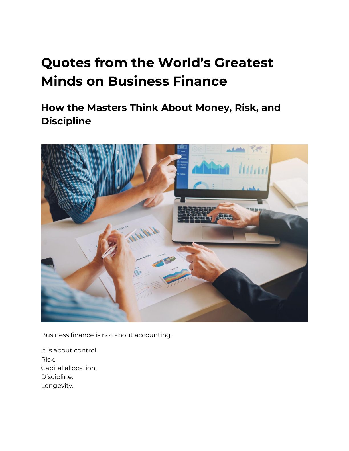 Quotes from the World’s Greatest Minds on Business Finance cover