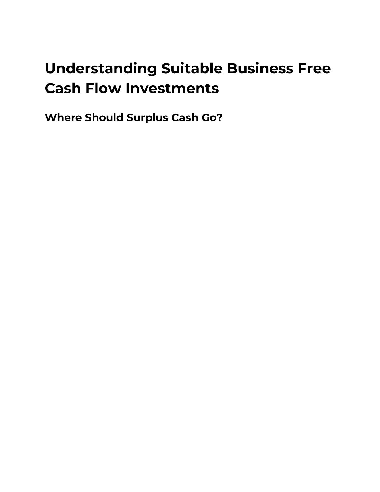 Understanding Suitable Business Free Cash Flow Investments cover